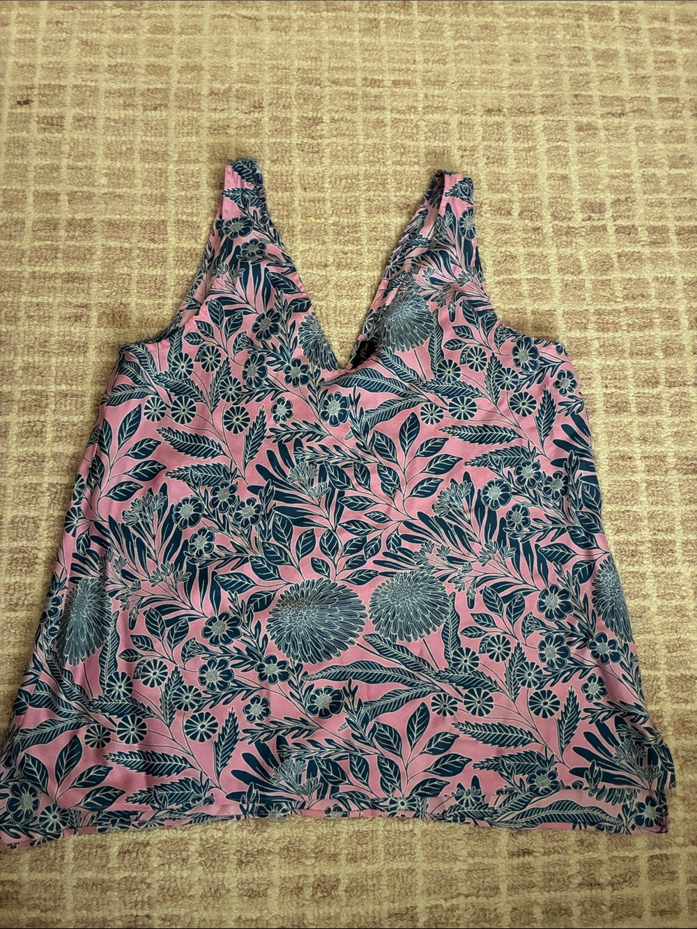 J.Crew X Abigail Borg silk tank top botanical print